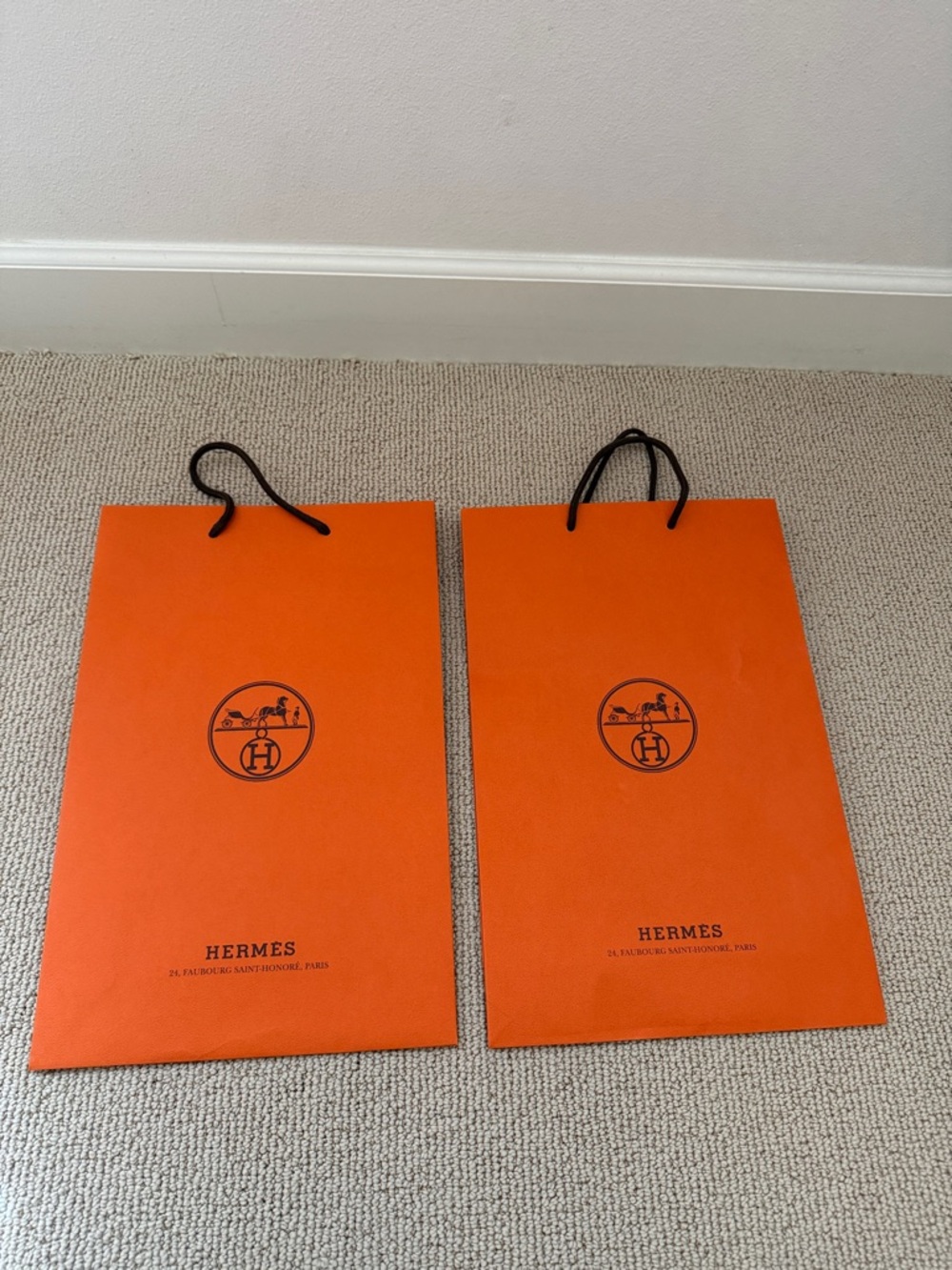 2 Like New Medium Hermes Paper Shopping Bag for 140 cm scarves